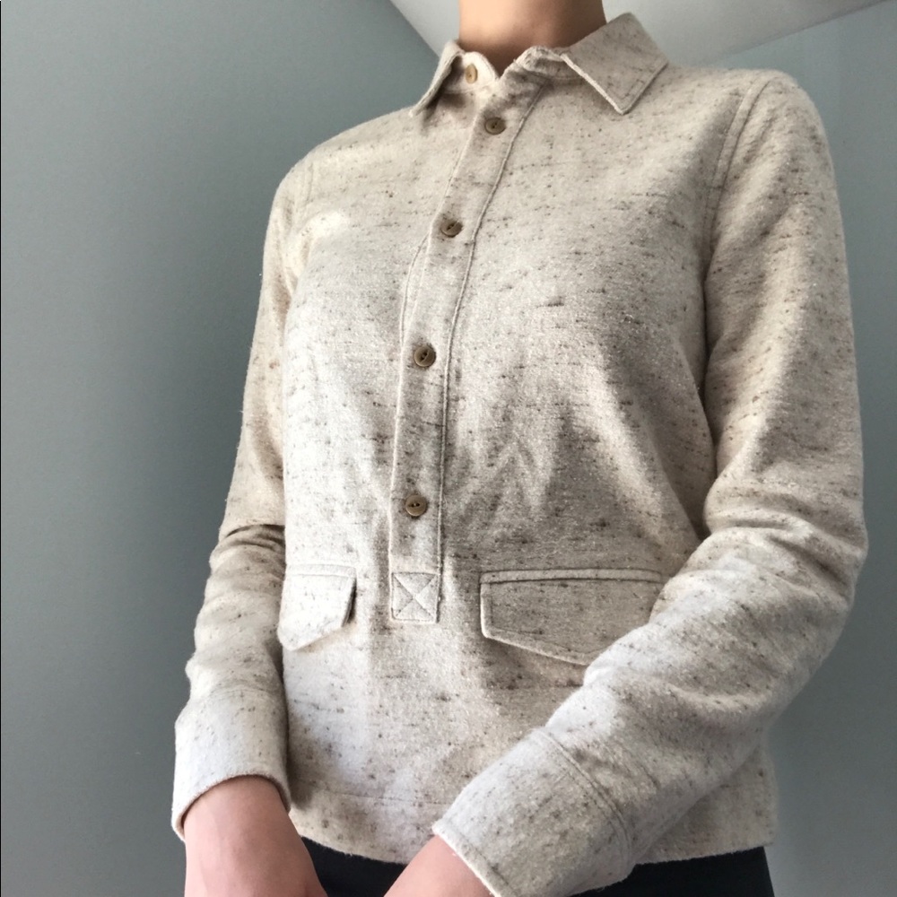 Madewell Cream Button-Up Shirt XXS - Picture 3 of 7